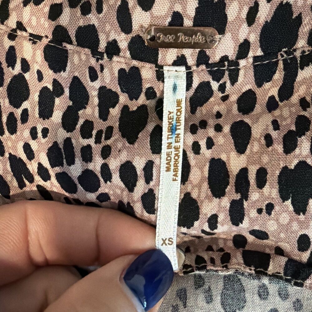 Free People Daria Cheetah Double Breasted Duster XS TrenchY2K Whimsigoth Grunge - Picture 9 of 11